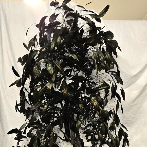 Huge Marlene Dietrich black vintage feather boa stripped coq feathers free ship - Picture 1 of 11